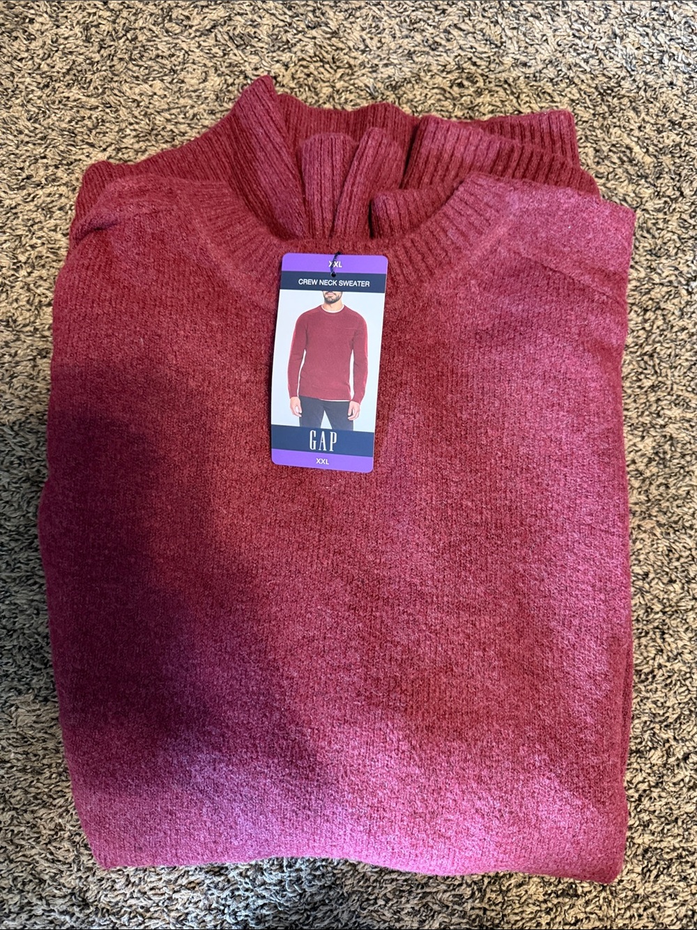 GAP men’s Crew Neck Sweater - Wine Red